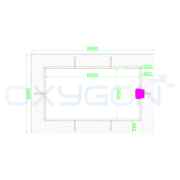 Πισίνα Shelby Kit 3,5 × 6,5 m — κάτοψη με διαστάσεις