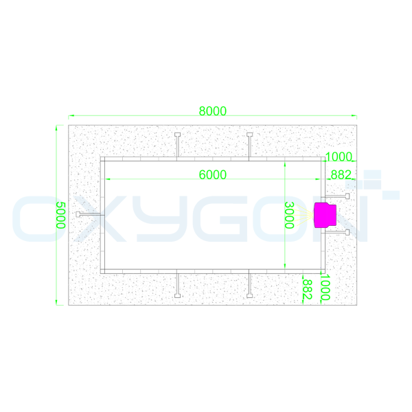 Πισίνα Shelby Kit 3 × 6 m — κάτοψη με διαστάσεις