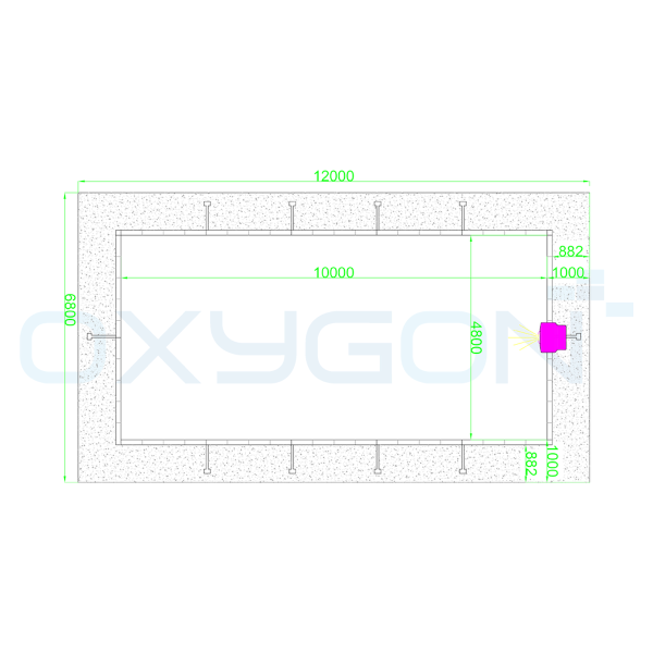 Πισίνα Shelby Kit 4,8 × 10 m — κάτοψη με διαστάσεις