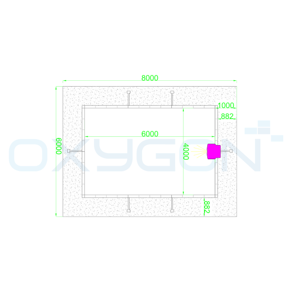 Πισίνα Shelby Kit 4 × 6 m — κάτοψη με διαστάσεις