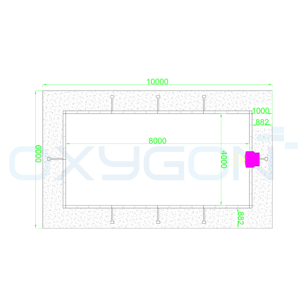 Πισίνα Shelby Kit 4 × 8 m — κάτοψη με διαστάσεις