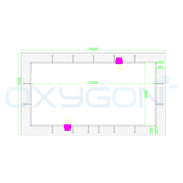 Πισίνα Shelby Kit 6 × 12 m — κάτοψη με διαστάσεις